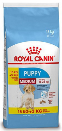 15 + 3 kg Royal Canin hondenvoer Medium Puppy