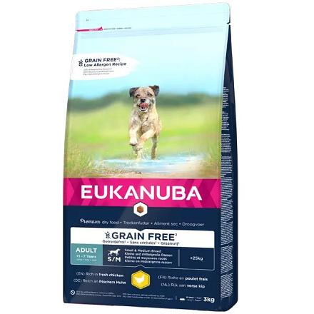 Eukanuba hondenvoer Adult S/M Grain Free Chicken 3 kg