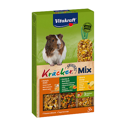 Vitakraft Kräcker Trio-Mix cavia - citrus/ groente/honing 3 st